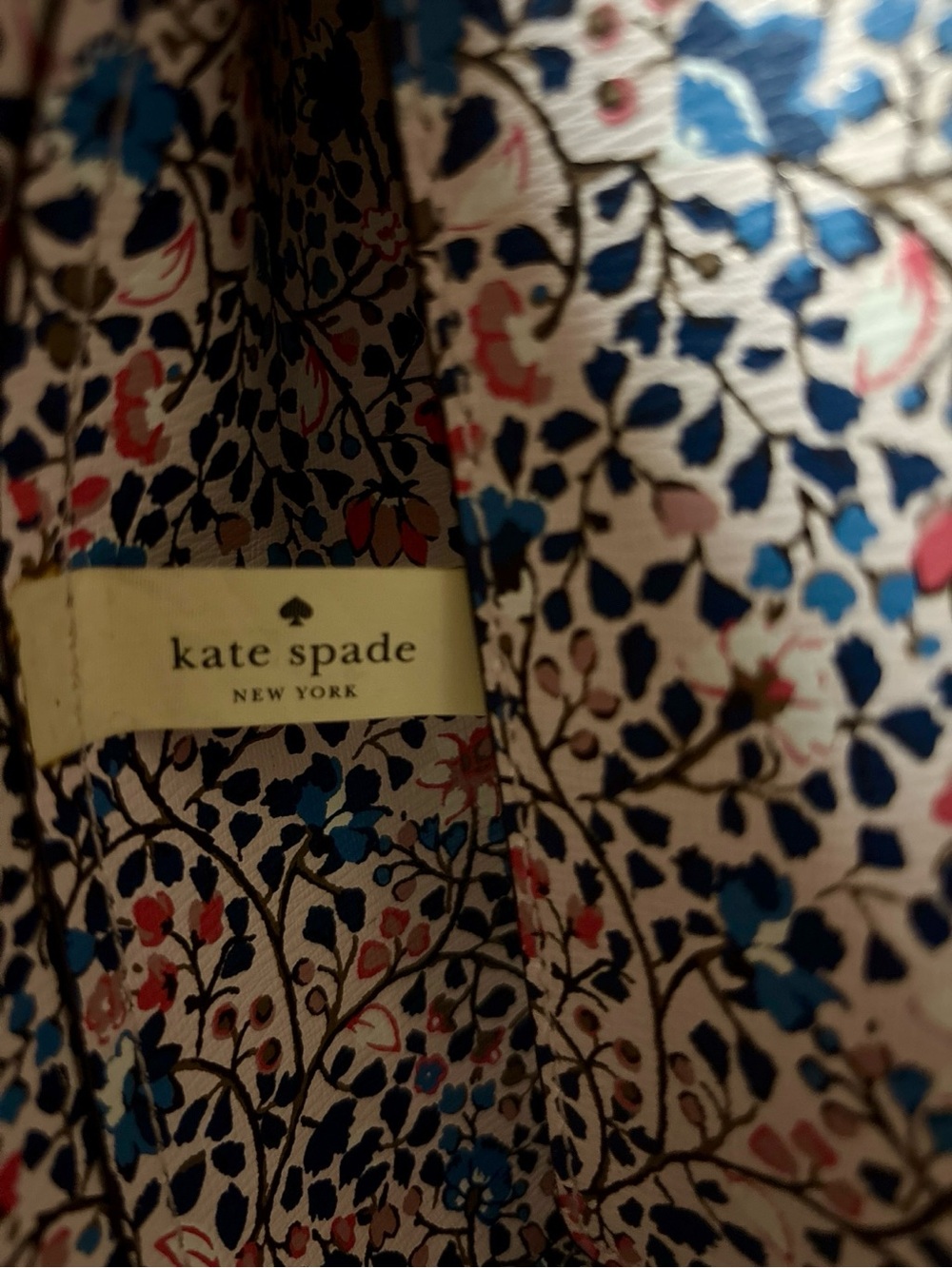 Kate Spade New York Cream Ivory Leather Tote Shoulder Bag Floral Lining - Picture 15 of 16